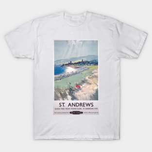 St Andrews, Scotland - BR, ScR - Vintage Railway Travel Poster - 1950s T-Shirt